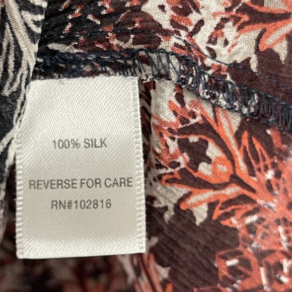 Garnet Hill 100% Silk Tunic Top Womans XL Floral Lightweight Boho Peasant Artsy - Picture 5 of 13